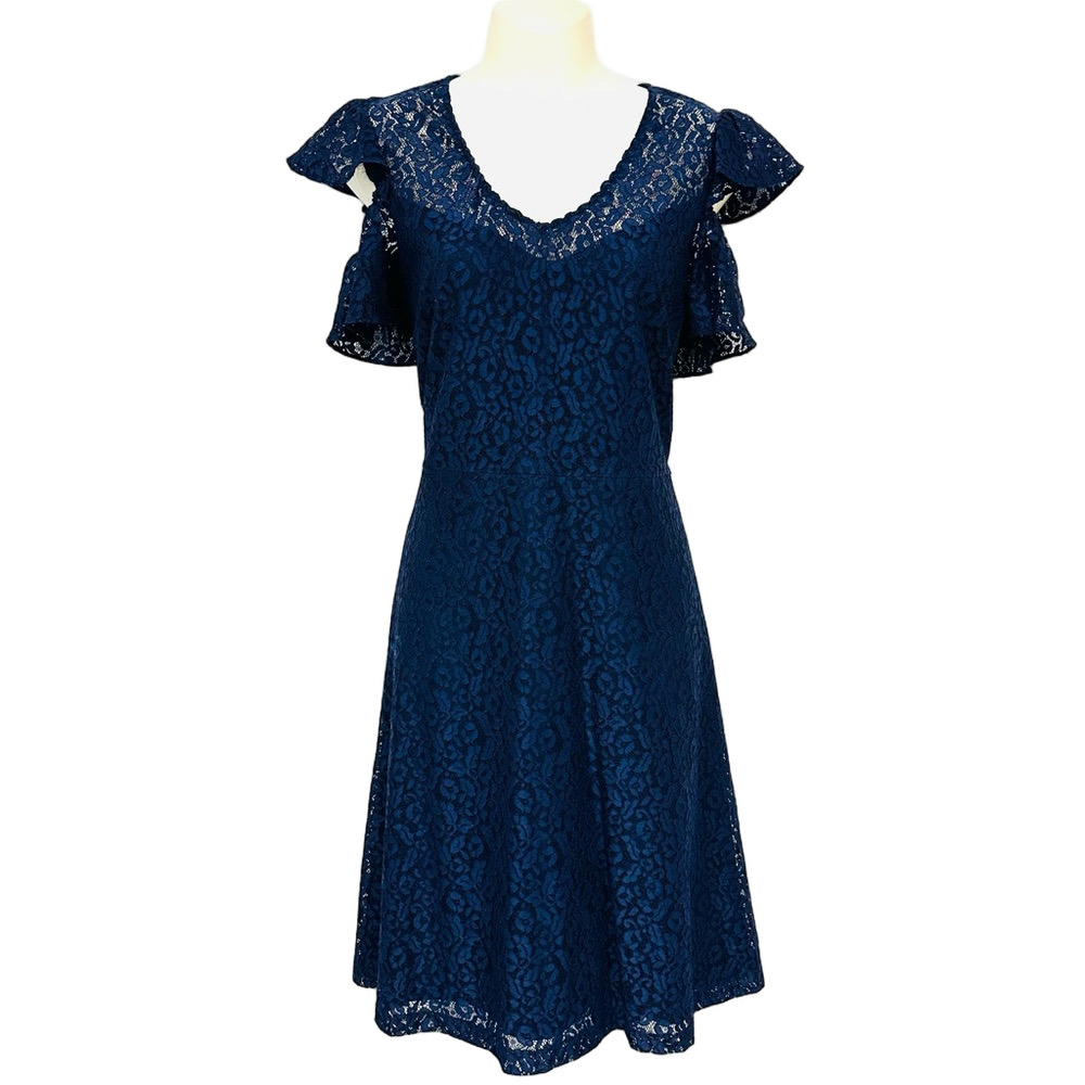 RW&Co navy lace dress Size 10 flutter sleeve Wedding Guest Graduation Formal